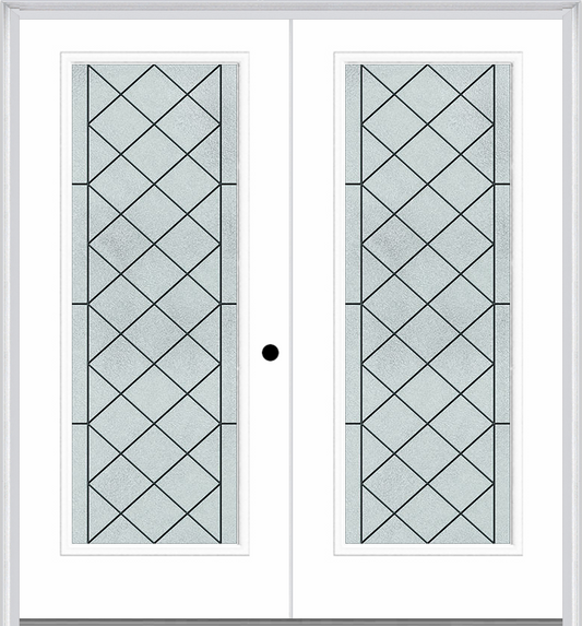 MMI Twin/Double Full Lite 6'8" Fiberglass Smooth Harris Patina Decorative Glass Exterior Prehung Door 686