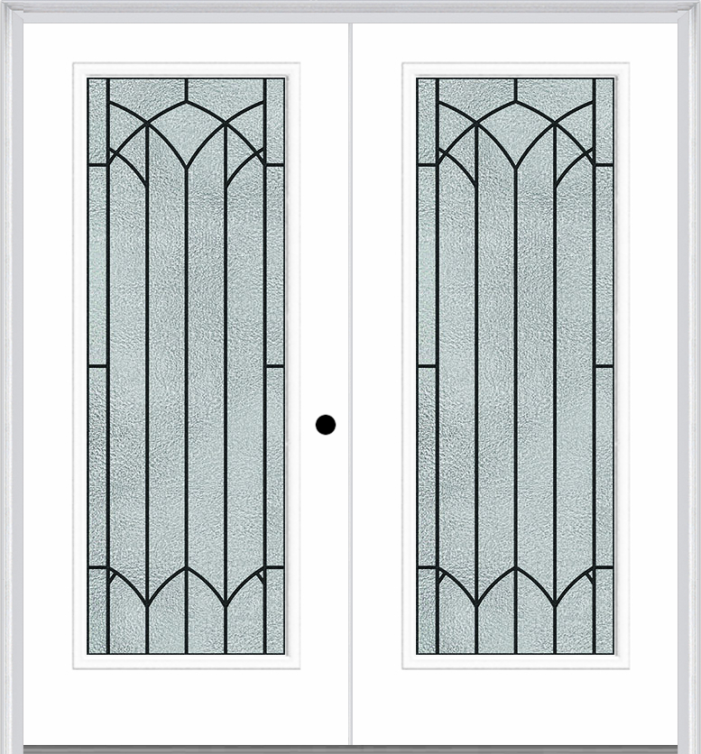 MMI Twin/Double Full Lite 6'8" Fiberglass Smooth Montclaire Wrought Iron Decorative Glass Exterior Prehung Door 686