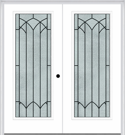 MMI Twin/Double Full Lite 6'8" Fiberglass Smooth Montclaire Wrought Iron Decorative Glass Exterior Prehung Door 686