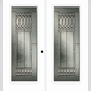 MMI TWIN/DOUBLE FULL LITE 6'8" FIBERGLASS SMOOTH PARIS PATINA DECORATIVE GLASS EXTERIOR PREHUNG DOOR 686