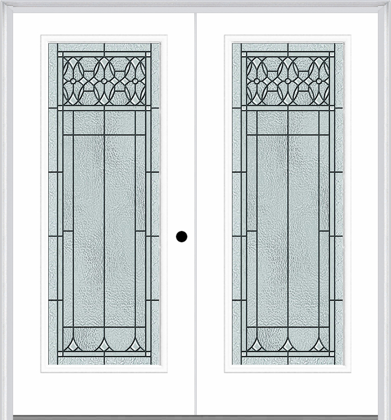 MMI Twin/Double Full Lite 6'8" Fiberglass Smooth Selwyn Patina Decorative Glass Exterior Prehung Door 686