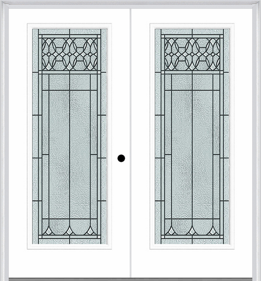 MMI Twin/Double Full Lite 6'8" Fiberglass Smooth Selwyn Patina Decorative Glass Exterior Prehung Door 686