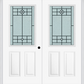 MMI TWIN/DOUBLE 1/2 LITE 2 PANEL 6'8" FIBERGLASS SMOOTH BEAUFORT PATINA DECORATIVE GLASS EXTERIOR PREHUNG DOOR 684