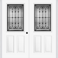 MMI TWIN/DOUBLE 1/2 LITE 2 PANEL 6'8" FIBERGLASS SMOOTH CHATEAU WROUGHT IRON DECORATIVE GLASS EXTERIOR PREHUNG DOOR 684