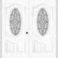 MMI Twin/Double Small Oval 2 Panel Deluxe 6'8" Fiberglass Smooth Grace Nickel Or Grace Patina Decorative Glass Exterior Prehung Door 749