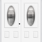 MMI TWIN/DOUBLE SMALL OVAL 2 PANEL 6'8" FIBERGLASS SMOOTH ROYAL PATINA DECORATIVE GLASS EXTERIOR PREHUNG DOOR 949