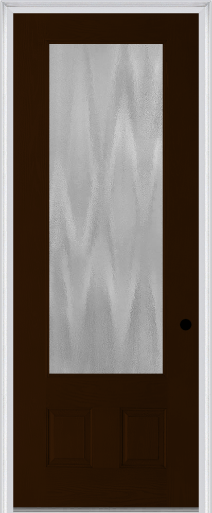 MMI 3/4 Lite 2 Panel 3'0" X 8'0" Fiberglass Oak Textured/Privacy Glass Finger Jointed Primed Exterior Prehung Door