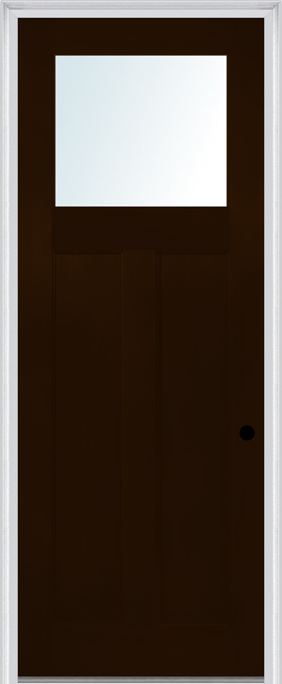 MMI Craftsman 2 Panel Flush Glazed 3'0" X 8'0" Fiberglass Fir Clear Glass Finger Jointed Primed Exterior Prehung Door 801,803, Or 806