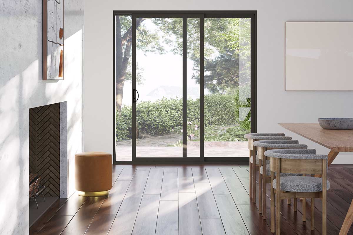 MARVIN Essential 8'0" X 6'8" Frame Size 95½" X 79½" Ultrex Fiberglass Interior And Exterior Sliding/Gliding Clear Tempered Low-E2 With Argon Glass 2 Panel Patio Door Grilles/Screen Options CN 8068