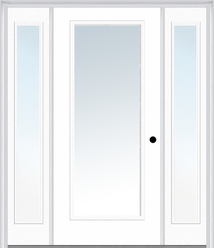 MMI Full Lite 3'0" X 6'8" Fiberglass Smooth Exterior Prehung Door With 2 Full Lite Clear Glass Sidelights 59