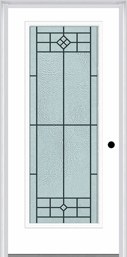 MMI Full Lite 6'8" Fiberglass Smooth Beaufort Patina Decorative Glass Exterior Prehung Door 686