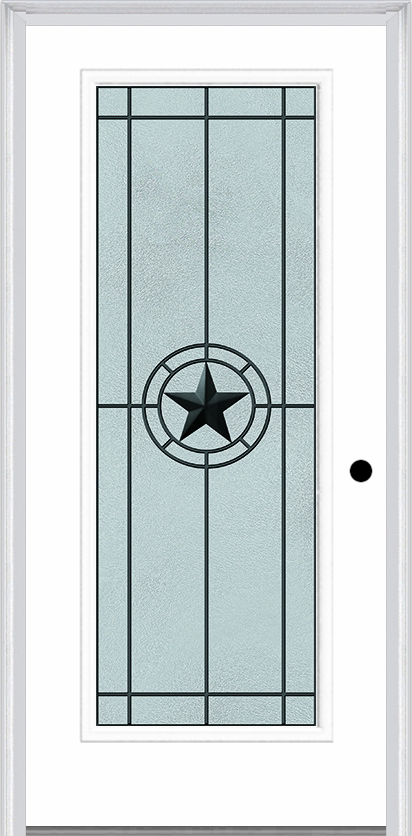 MMI Full Lite 6'8" Fiberglass Smooth Elegant Star Wrought Iron Decorative Glass Exterior Prehung Door 686