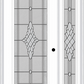 MMI FULL LITE 3'0" X 6'8" FIBERGLASS SMOOTH GRACE NICKEL OR GRACE PATINA EXTERIOR PREHUNG DOOR WITH 1 FULL LITE GRACE NICKEL/PATINA DECORATIVE GLASS SIDELIGHT 686