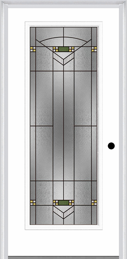 MMI Full Lite 6'8" Fiberglass Smooth Greenfield Oil Rubbed Bronze Decorative Glass Exterior Prehung Door 686