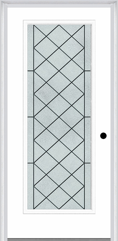 MMI Full Lite 6'8" Fiberglass Smooth Harris Patina Decorative Glass Exterior Prehung Door 686