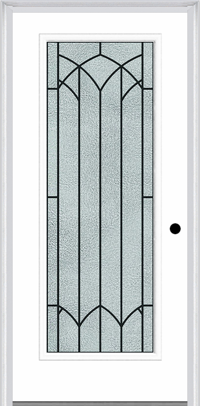 MMI Full Lite 6'8" Fiberglass Smooth Montclaire Wrought Iron Decorative Glass Exterior Prehung Door 686