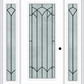 MMI Full Lite 6'8" Fiberglass Smooth Montclaire Wrought Iron Exterior Prehung Door With 2 Full Lite Montclaire Wrought Iron Decorative Glass Sidelights 686