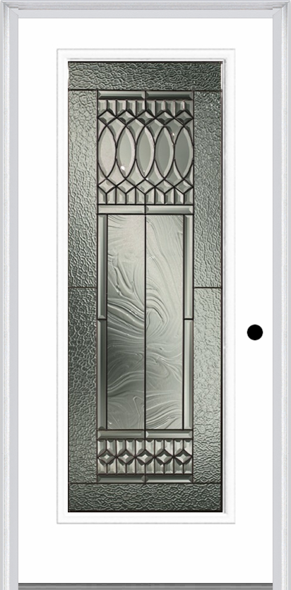 MMI FULL LITE 6'8" FIBERGLASS SMOOTH PARIS PATINA DECORATIVE GLASS EXTERIOR PREHUNG DOOR 686