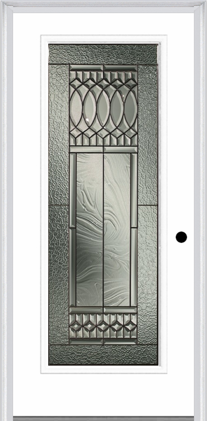 MMI Full Lite 6'8" Fiberglass Smooth Paris Patina Decorative Glass Exterior Prehung Door 686