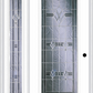 MMI FULL LITE 6'8" FIBERGLASS SMOOTH RADIANT HUES NICKEL EXTERIOR PREHUNG DOOR WITH 1 FULL LITE RADIANT HUES NICKEL DECORATIVE GLASS SIDELIGHT 686