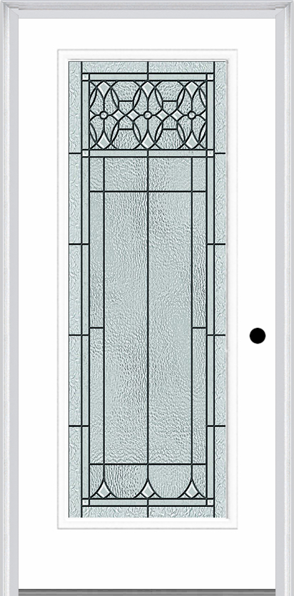 MMI Full Lite 6'8" Fiberglass Smooth Selwyn Patina Decorative Glass Exterior Prehung Door 686