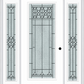 MMI Full Lite 6'8" Fiberglass Smooth Selwyn Patina Exterior Prehung Door With 2 Full Lite Selwyn Patina Decorative Glass Sidelights 686