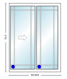 MI V2000 Series 5'0" X 6'8" Vinyl Sliding/Gliding Clear Low-E Argon Tempered Dual Pane Glass 2 Panel Patio Door 910 Colors/Grilles/Screen/Handicapped Sill Options