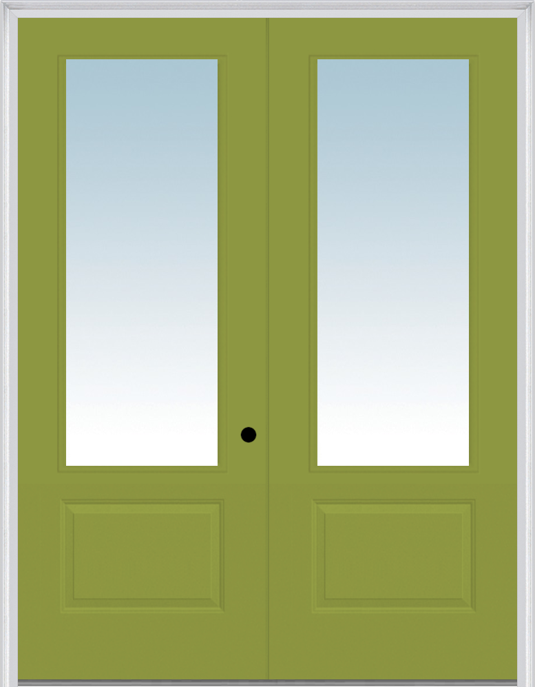 MMI TWIN/DOUBLE 3/4 LITE 1 PANEL DIRECT GLAZE 6'0" X 8'0" FIBERGLASS SMOOTH PRO CLEAR LOW-E GLASS EXTERIOR PREHUNG DOOR
