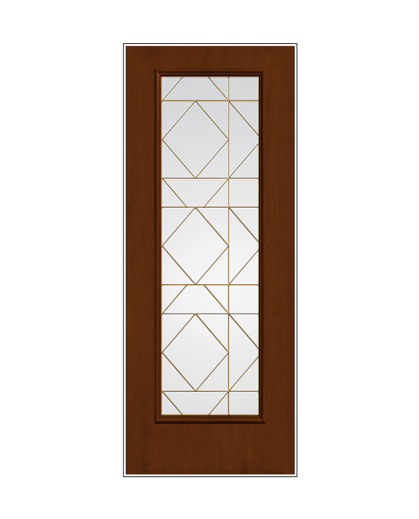 THERMATRU Full Lite 6'8" Fiber Classic Fiberglass Echelon Decorative Glass Exterior Prehung Door Fcm2385 A, C, Or D