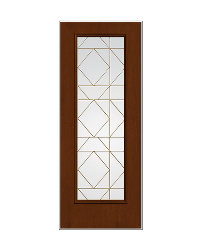 THERMATRU Full Lite 6'8" Fiber Classic Fiberglass Echelon Decorative Glass Exterior Prehung Door Fcm2385 A, C, Or D