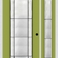 MMI Full Lite 6'8" Fiberglass Smooth Soleil Patina Exterior Prehung Door With 1 Full Lite Soleil Patina Decorative Glass Sidelight 686