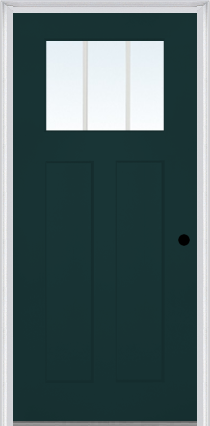 MMI Craftsman 2 Panel Shaker 3'0" X 6'8" Fiberglass Smooth Clear Or SDL Low-E Glass Finger Jointed Primed Exterior Prehung Door 866, 867SDL, Or 868SDL