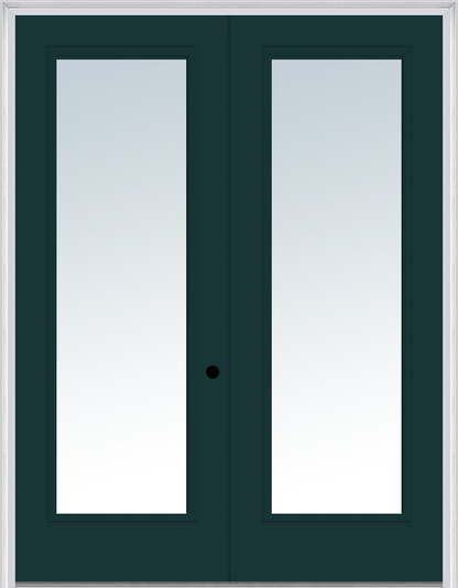 MMI TWIN/DOUBLE FULL LITE 6'0" X 8'0" FIBERGLASS SMOOTH CLEAR GLASS EXTERIOR PREHUNG DOOR 59