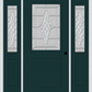 MMI 1/2 Lite 1 Panel 6'8" Fiberglass Smooth Grace Nickel Or Grace Patina Exterior Prehung Door With 2 Half Lite Grace Nickel/Patina Decorative Glass Sidelights 682