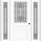 MMI 1/2 Lite 1 Panel 6'8" Fiberglass Smooth Courtyard Nickel Vein Wrought Iron Exterior Prehung Door With 2 Full Lite Courtyard Nickel Vein Wrought Iron Decorative Glass Sidelights 682