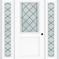 MMI 1/2 Lite 1 Panel 6'8" Fiberglass Smooth Harris Patina Exterior Prehung Door With 2 Full Lite Harris Patina Decorative Glass Sidelights 682