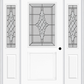 MMI 1/2 Lite 1 Panel 6'8" Fiberglass Smooth Grace Nickel Or Grace Patina Exterior Prehung Door With 2 Half Lite Grace Nickel/Patina Decorative Glass Sidelights 682