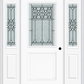 MMI 1/2 Lite 1 Panel 6'8" Fiberglass Smooth Selwyn Patina Exterior Prehung Door With 2 Half Lite Selwyn Patina Decorative Glass Sidelights 682