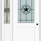 MMI 1/2 Lite 1 Panel 6'8" Fiberglass Smooth Elegant Star Wrought Iron Exterior Prehung Door With 1 Half Lite Elegant Star Wrought Iron Decorative Glass Sidelight 682