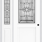 MMI 1/2 Lite 1 Panel 6'8" Fiberglass Smooth Jamestown Patina Exterior Prehung Door With 1 Half Lite Jamestown Patina Decorative Glass Sidelight 682