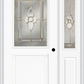 MMI 1/2 Lite 1 Panel 6'8" Fiberglass Smooth Nouveau Nickel Or Nouveau Patina Exterior Prehung Door With 1 Half Lite Nouveau Brass/Nickel/Patina Decorative Glass Sidelight 682