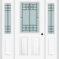 MMI 1/2 Lite 2 Panel 6'8" Fiberglass Smooth Beaufort Patina Exterior Prehung Door With 2 Half Lite Beaufort Patina Decorative Glass Sidelights 684