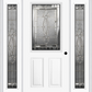 MMI 1/2 Lite 2 Panel 6'8" Fiberglass Smooth Belaire Zinc Exterior Prehung Door With 2 Full Lite Belaire Zinc Decorative Glass Sidelights 684