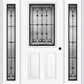MMI 1/2 Lite 2 Panel 6'8" Fiberglass Smooth Chateau Wrought Iron Exterior Prehung Door With 2 Full Lite Chateau Wrought Iron Decorative Glass Sidelights 684