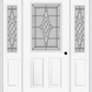 MMI 1/2 LITE 2 PANEL 6'8" FIBERGLASS SMOOTH GRACE NICKEL OR GRACE PATINA EXTERIOR PREHUNG DOOR WITH 2 HALF LITE GRACE NICKEL/PATINA DECORATIVE GLASS SIDELIGHTS 684