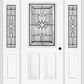 MMI 1/2 Lite 2 Panel 6'8" Fiberglass Smooth Jamestown Patina Exterior Prehung Door With 2 Half Lite Jamestown Patina Decorative Glass Sidelights 684