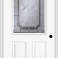 MMI 1/2 LITE 2 PANEL 6'8" FIBERGLASS SMOOTH MAJESTIC BRASS OR MAJESTIC NICKEL DECORATIVE GLASS EXTERIOR PREHUNG DOOR 684