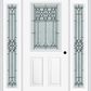 MMI 1/2 Lite 2 Panel 6'8" Fiberglass Smooth Selwyn Patina Exterior Prehung Door With 2 Full Lite Selwyn Patina Decorative Glass Sidelights 684