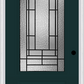 MMI 3/4 LITE 1 PANEL 3'0" X 6'8" FIBERGLASS SMOOTH PEMBROOK PATINA DECORATIVE GLASS EXTERIOR PREHUNG DOOR 608