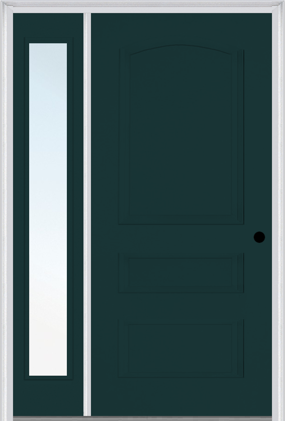 MMI 3 Panel 3'0" X 6'8" Fiberglass Smooth Exterior Prehung Door With 1 Full Lite Clear Or Privacy/Textured Glass Sidelight 31